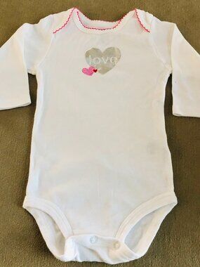 Carter's baby Girls White Onesie Long Sleeves Size 9 Month